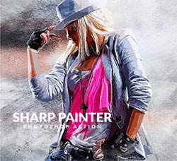 极品PS动作－艺术绘画(含高清视频教程)：Sharp Painter Photoshop Action